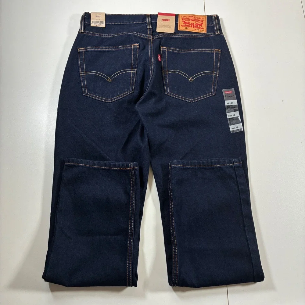 NEW Levi's 514 Straight Jeans 30x30 Indigo Blue Dark Wash USA Cowboy
